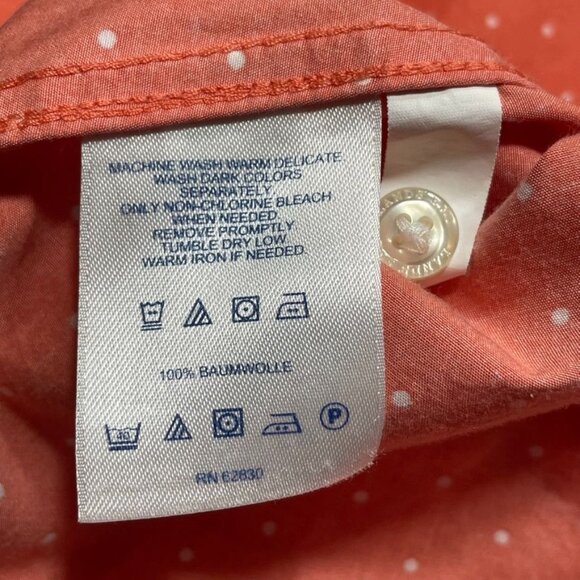 Lands End Womenns Button Down Blouse No Iron Shirt Polkadots Plus Size 26 u - Picture 8 of 9